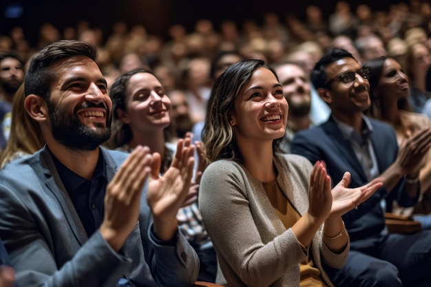 Groep mensen applaudisseren samen in zakelijke bijeenkomst en zakelijke team klappen