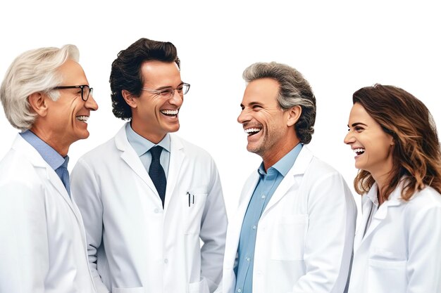 Groep mensen artsen professionals in witte jassen met stethoscopen witte achtergrond isoleren