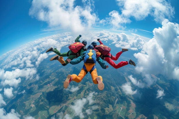 Foto groep mensen die door de lucht vliegen