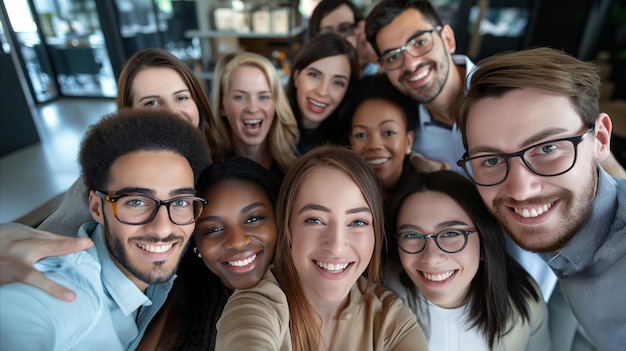 Groep mensen die samen poseren voor