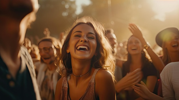 Groep mensen die samen staan voor een foto-zomerdag