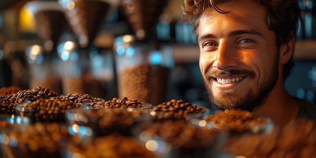 Groep mensen leunen en onderwijs workshop voor klassen barista koffie in het café kamer bereiden