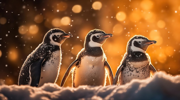 Groep pinguïns op de sneeuw mooie pinguïn