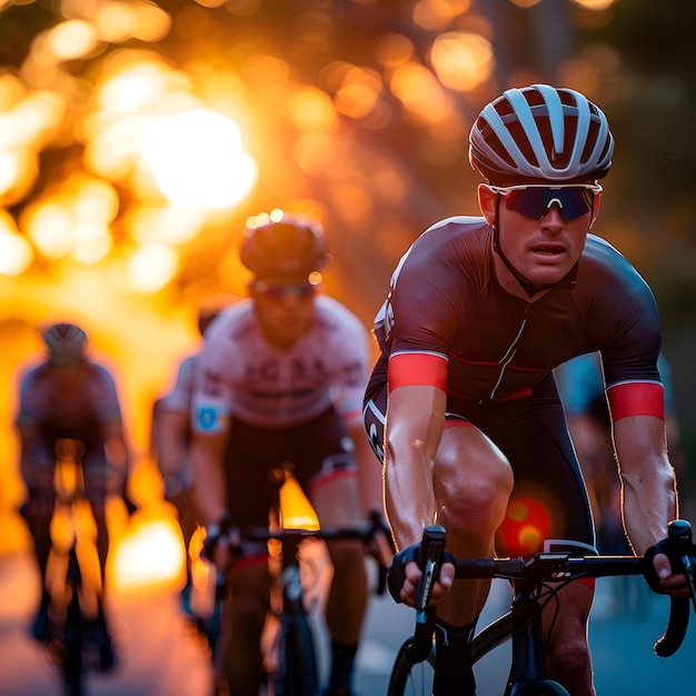 Groep professionele fietsers bij een race op de kalender Concept sportfietsen