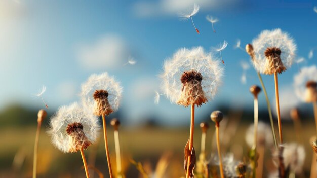 Foto groep ripe fluffy dandelions hd achtergrond behang desktop behang