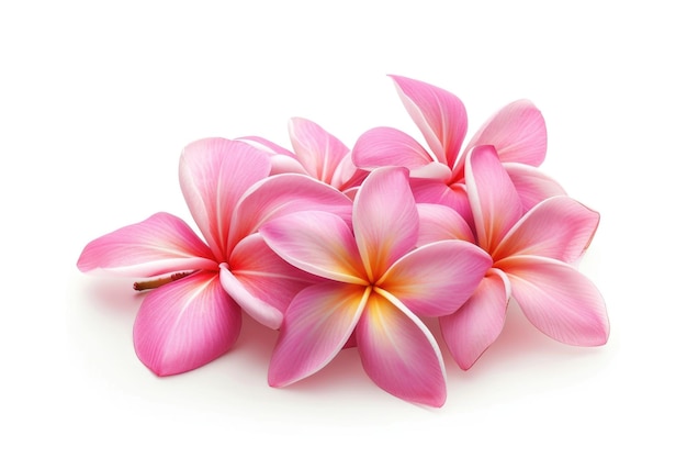 Groep Roze Frangipani geïsoleerd op wit