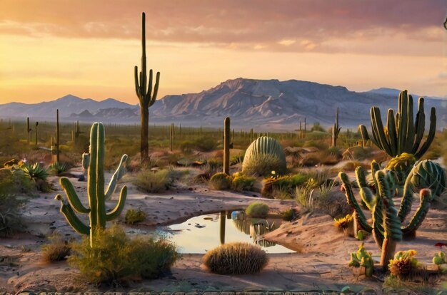 Groep saguaro cactussen die prominent staan in de Sanoran woestijn bij Phoenix Arizona Verenigde Staten