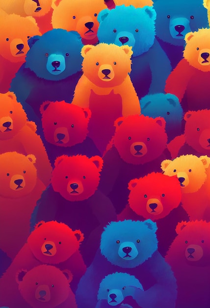Groep schattige beer voor behang en grafische ontwerpen 2D illustratie
