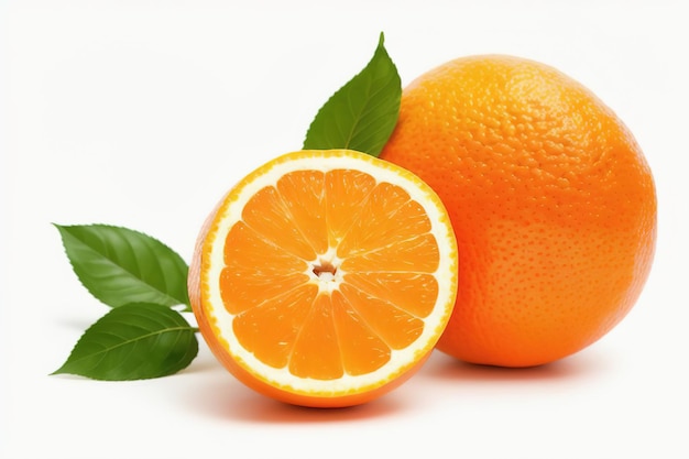 Groep segmenten geheel van vers oranje fruit geïsoleerd op witte achtergrond Generatieve AI