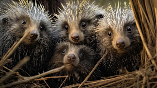 Groep stekelvarkens close-up