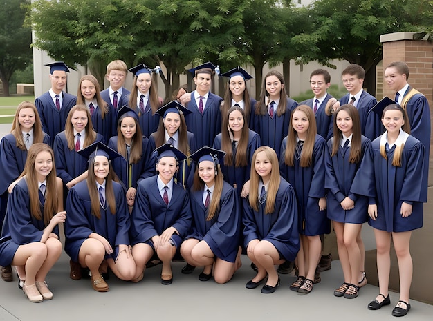 Groep studenten die hun afstuderen vieren