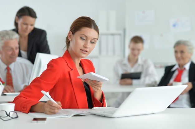 Groep succesvolle zakenmensen die in een modern kantoor werken