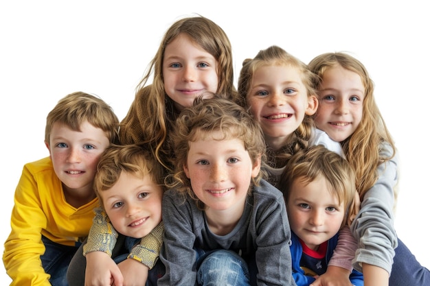 Groep van diverse gelukkige kinderen op een witte achtergrond