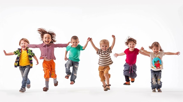 Groep van kinderen geluk jeugd vrijheid beweging en mensen concept activiteit