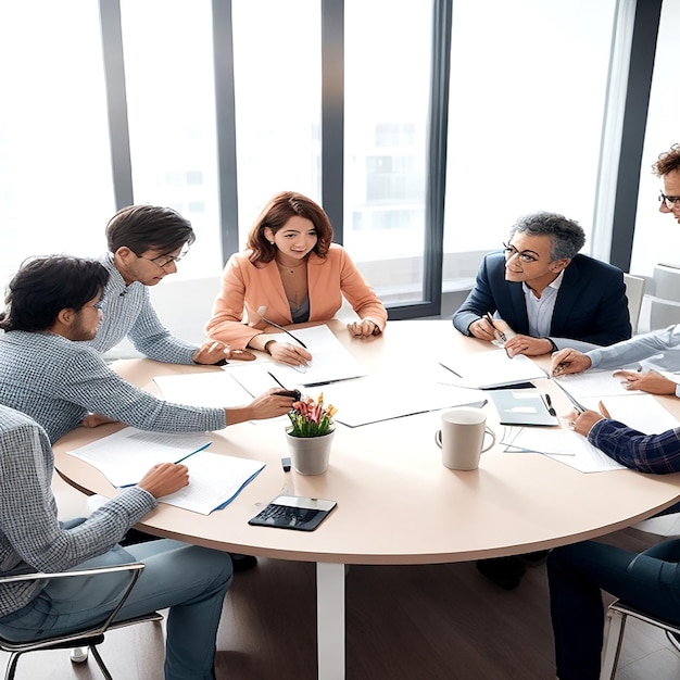 Groep van mensen brainstorming bijeenkomst ai gegenereerd