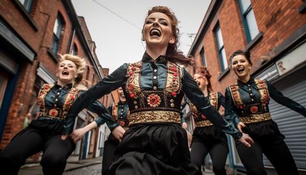 Foto groep van traditionele ierse dansers