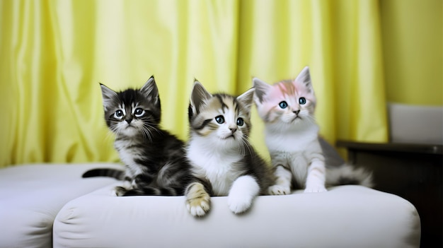 Groep van verschillende gekleurde kittens gegenereerd door AI