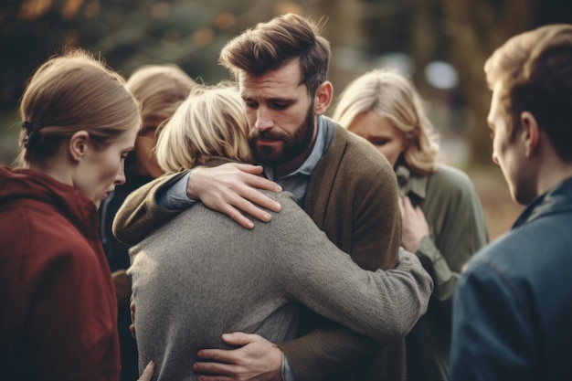 Groep vrienden die emotionele steun worden