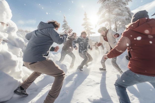 Groep vrienden genieten van verschillende activiteiten