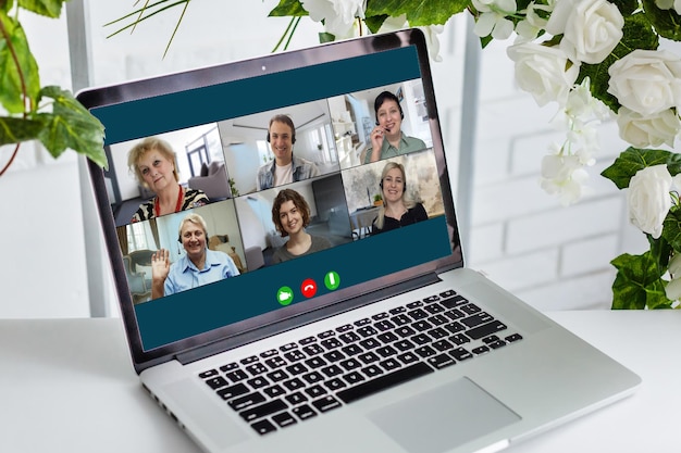 Groep Vrienden Video Chat Connection Concept.