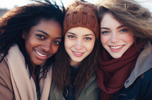 Groep vrolijke jonge vrouwen samen