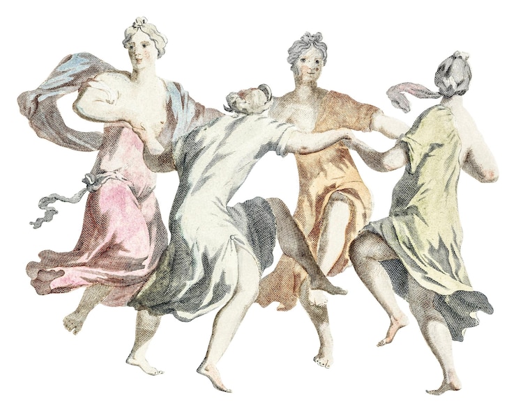 Foto groep vrouwen die zich verzamelen png oude griekse illustratie