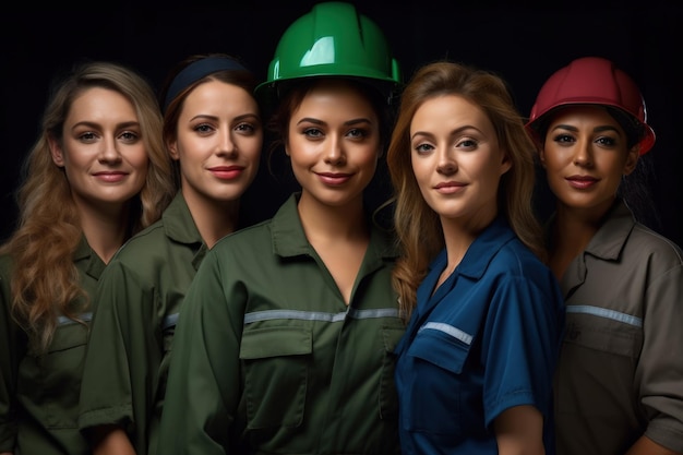 Groep vrouwen van verschillende beroepen in uniforme vrouwendag