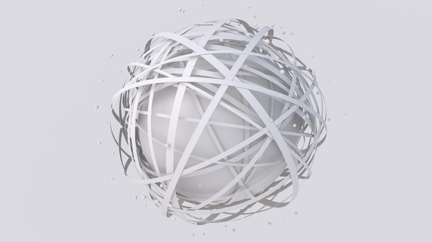 Groep witte cirkelvormen en witte getextureerde bol Witte achtergrond Abstracte illustratie 3d render