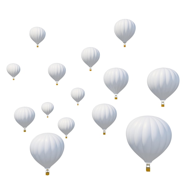 Groep witte luchtballon geïsoleerd op een witte achtergrond 3d illustratie