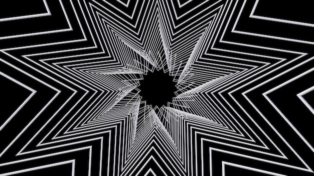 Groep witte stervormen Zwarte achtergrond Abstracte illustratie 3d render