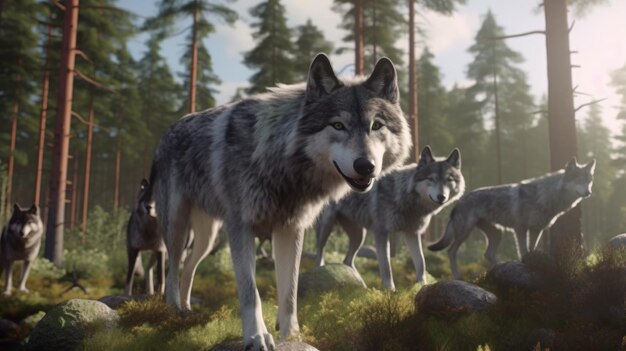 Groep Wolfs HD 8K wallpaper achtergrond Stock Fotografie Beeld