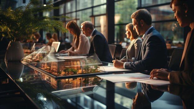 Foto groep zakenlieden die op kantoor werken