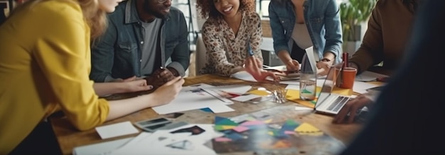 Foto groep zakenlieden die samenwerken in een modern kantoor