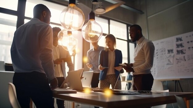 Foto groep zakenmensen die samenwerken in coworking officegeneratieve ai