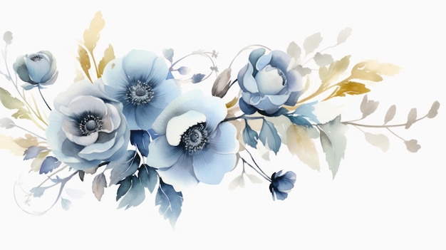 Groetekaartje met aquarelbloemen met de hand getekende illustratie Generatieve AI