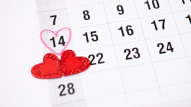 Groetkalender met hartvormen voor Valentijnsdag vakantie