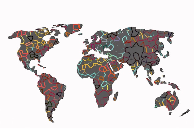 Grof geschetste wereldkaart als wereldwijde bedrijfsconcepten
