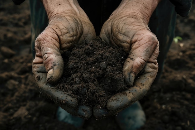 Grondbeheer in actie deze handen dragen de tekens van toewijding aan het land