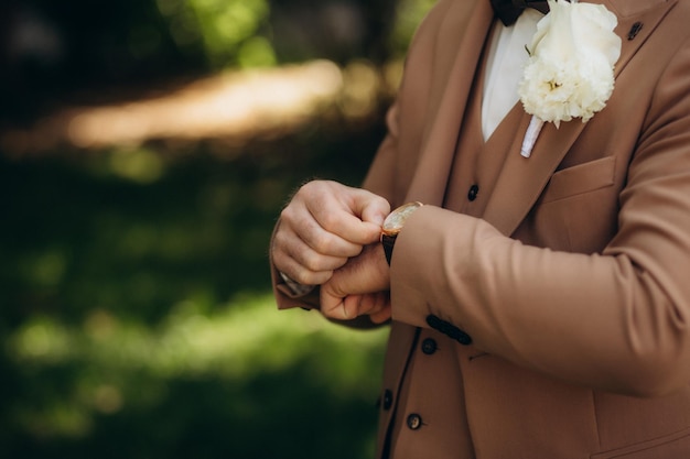 groom looking at his watch