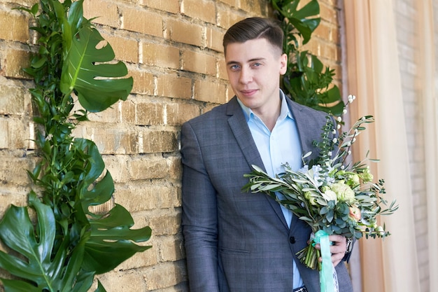 Groom preparing for the wedding. Future husband