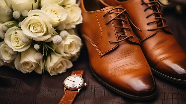 Groom's Accessories Leather Bow Tie