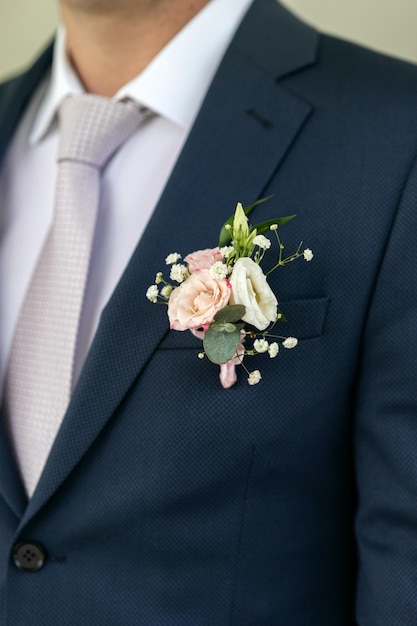 Groom's suit with a buttonhole