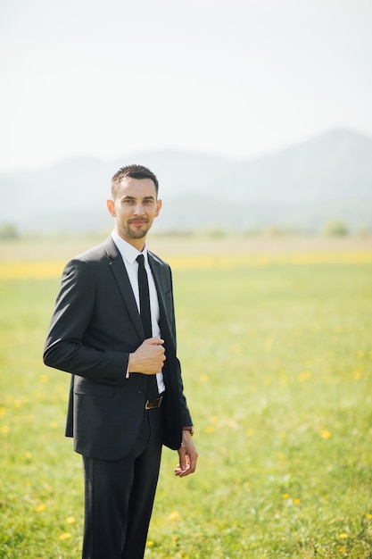 Groom in tuxedo