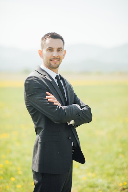 Groom in tuxedo