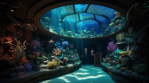 Groot aquarium huis mooie foto's Ai gegenereerde kunst