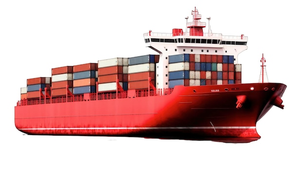 Groot containerschip geïsoleerd op een witte of doorzichtige achtergrond