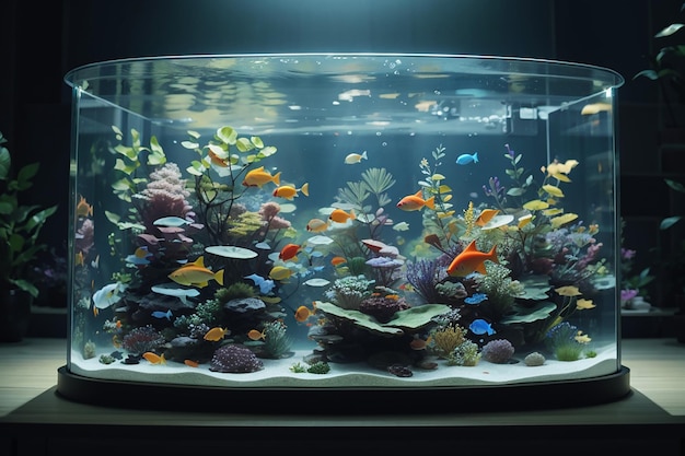 groot glazen aquarium met vissen