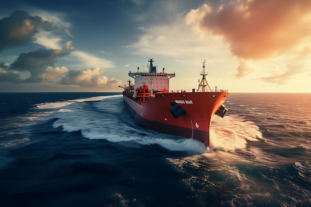 Groot vrachtschip dat in het zeetankerschip vaart