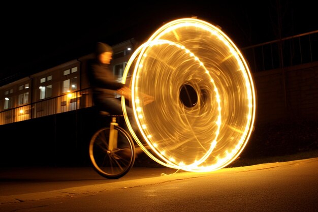 Foto groot wiel in de nacht.