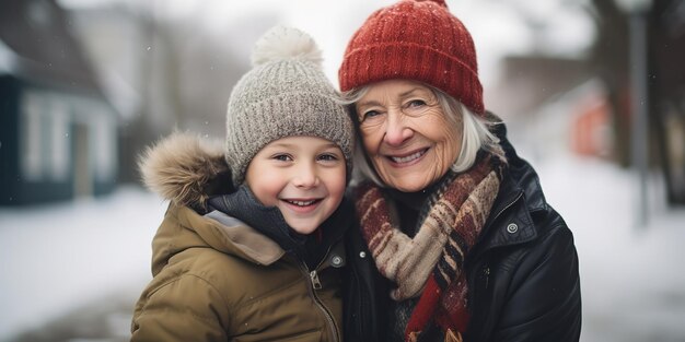 Grootmoeder brengt op een zonnige dag tijd door met haar kleinzoon in het park